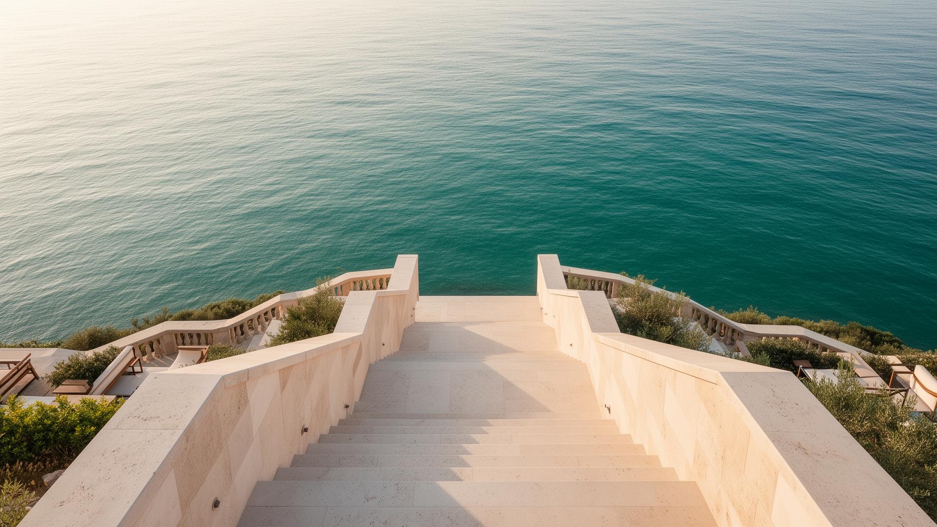 Stone steps leading down to the sea
